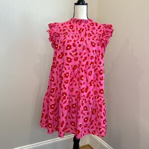 Pink and red leopard print dress